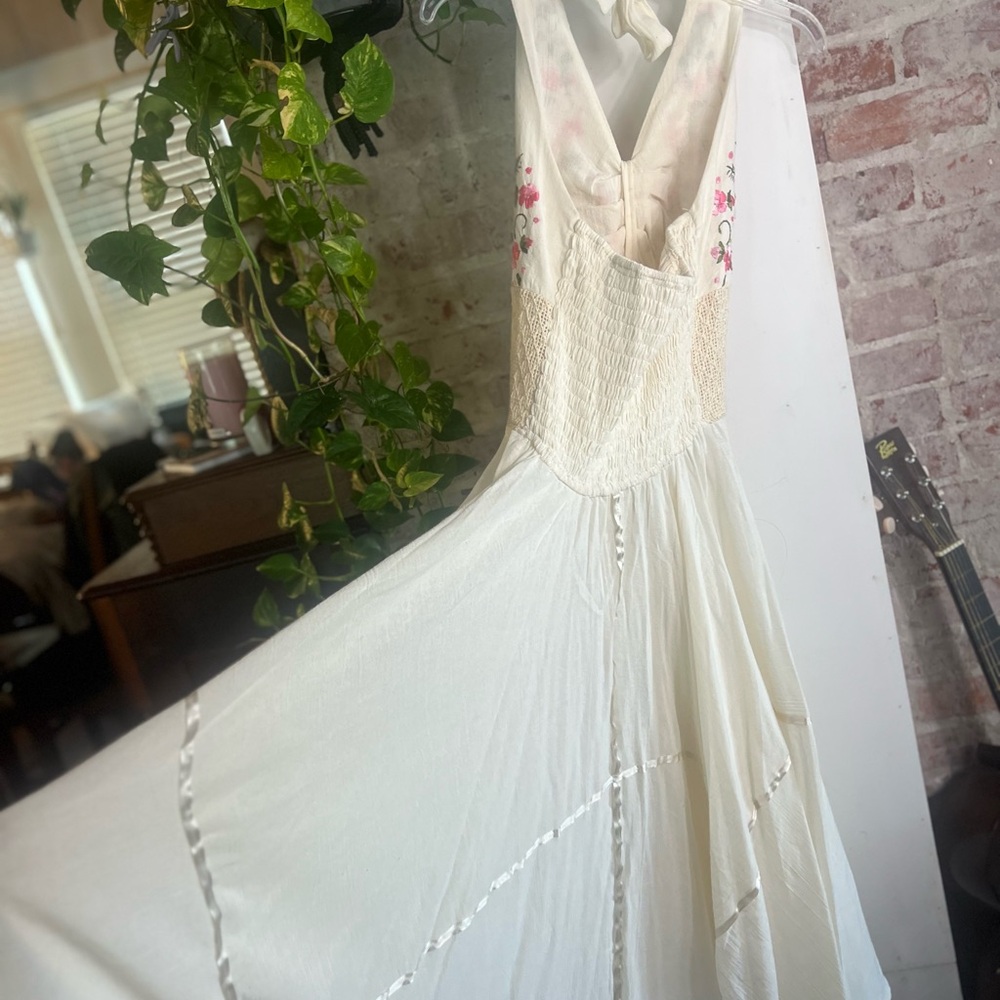 Floral Embroidered Maxi Mexican Wedding Dress - Picture 4 of 9